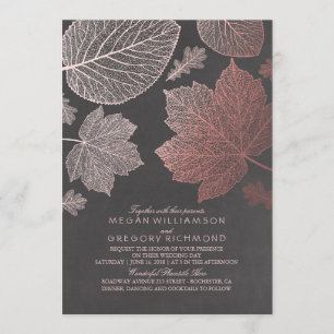 Rose Gold Blätter Vintag Rustikale Hochzeit im Her Einladung