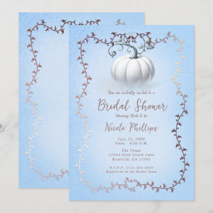 Rose Gold Blau Märchenbuch Weiße Kürbis Hochzeit Einladung