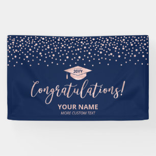 Rose Gold Blue Confetti Gratulation Abschluss Banner