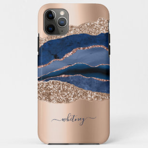 Rose Gold & Blue Glitzer Girly Marble Case-Mate iPhone Hülle