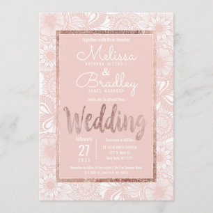 Rose Gold Blues Rosa Pinselpinsel Script Hochzeit Einladung