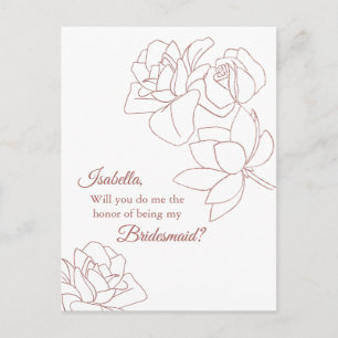 Rose Gold Blume Eleganter Chic Bridesmaid Vorschla Postkarte