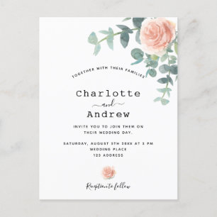 Rose Gold Blume Eukalyptus Grüne Hochzeit Postkarte