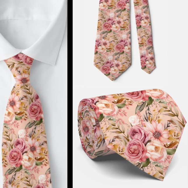 Rose Gold Blume Floral Neck Tie Krawatte (Von Creator hochgeladen)