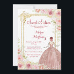 Rose Gold Blume Gold Glitzer Rosa Sweet 16 Einladung<br><div class="desc">Rose Gold Blume Goldener Glitzer Rosa Sweet 16 Einladung Moderne Rose Blume Rosa Sweet 16</div>