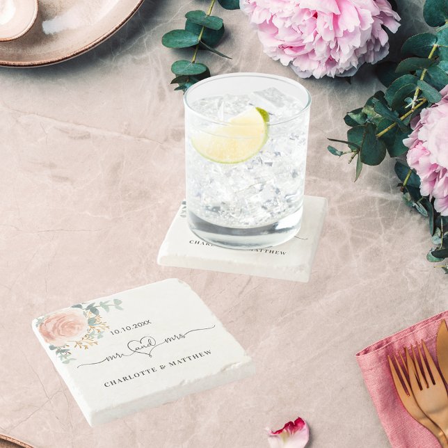 Rose Gold Blume Grün mehr m Hochzeit Steinuntersetzer (Von Creator hochgeladen)