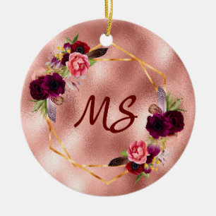 Rose Gold-Blume Keramik Ornament