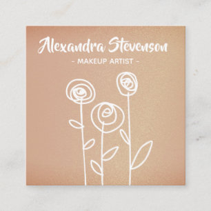 Rose Gold Blume leicht Zeichnend Quadratische Visitenkarte