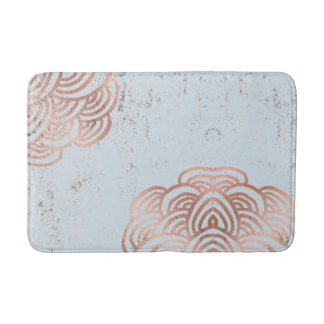 Rose Gold Blume Mandala Bath Mat Badematte (Vorderseite)