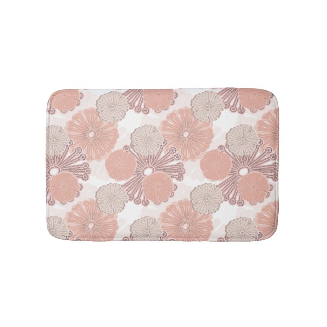 Rose Gold Blume Muster Badematte (Vorderseite)