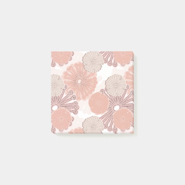Rose Gold Blume Muster Post-it Klebezettel (Vorderseite)