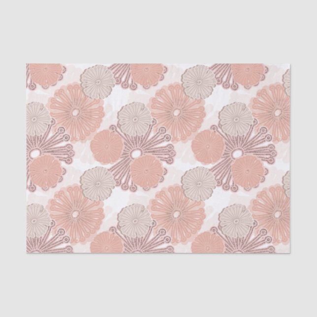 Rose Gold Blume Muster Seidenpapier (Vorderseite)