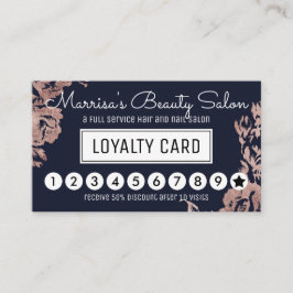 Rose Gold Blume Navy Blue Loyalty Discount Punch Treuekarte