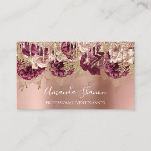 Rose Gold Blume Pulver Tropfen QR CODE Logo Visitenkarte