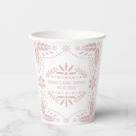 Rose Gold Blume Weiße Papagei Picado Babydusche Pappbecher