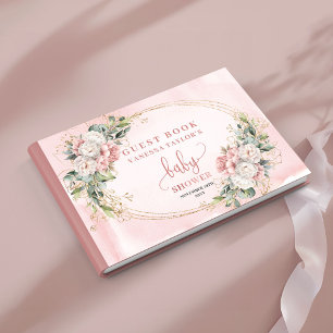 Rose Gold Blumen Eukalyptus Baby Girl Anmeldung Gästebuch