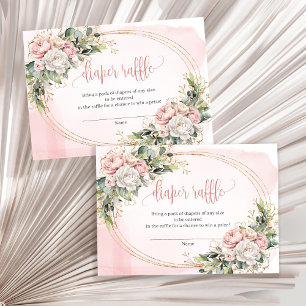 Rose Gold Blumen Eukalyptus Baby Mädchen Raffle Sl Begleitkarte