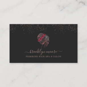 Rose Gold Blumen-Logo Friseur Elegant Visitenkarte