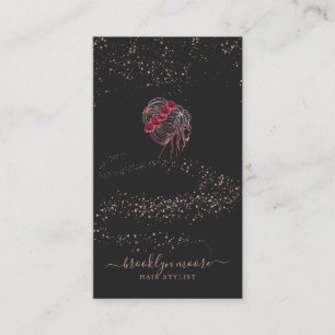 Rose Gold Blumen-Logo Friseur Elegant Visitenkarte
