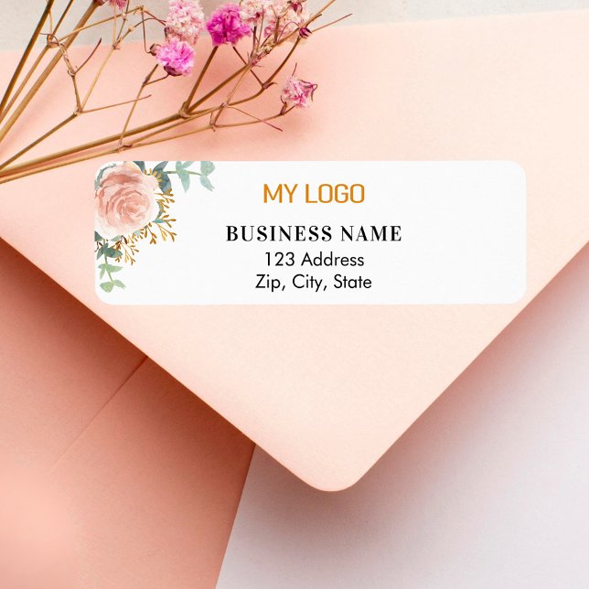Rose Gold Blumengeschäft Logo Rücksendeadresse (Von Creator hochgeladen)