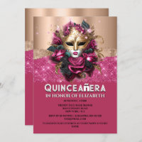 Rose Gold Blumenmasquerade Quinceañera Geburtstag
