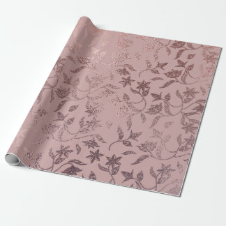 Rose Gold Blumenmuster auf Rosa Rosa Geschenkpapier
