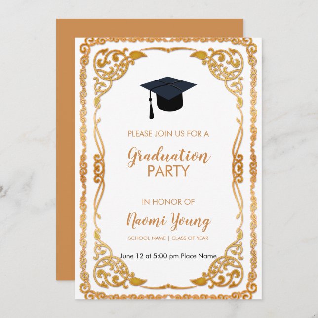 Rose Gold Blumenrahmen Einladung (Vorne/Hinten)