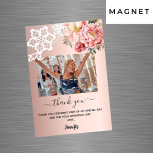 Rose gold Blumenspitze Foto Danke Magnet