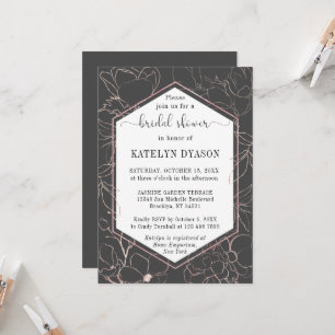 Rose Gold Blumenstrauß Konturen Bridal Dusche Einl Einladung