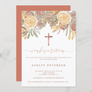 Rose Gold Blumenstrauß Terrakotta grüne Bestätigun Einladung