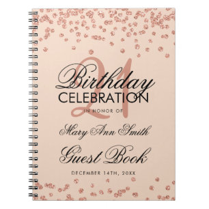 Rose Gold Blush 21. Geburtstag Gästebuch Confetti Notizblock