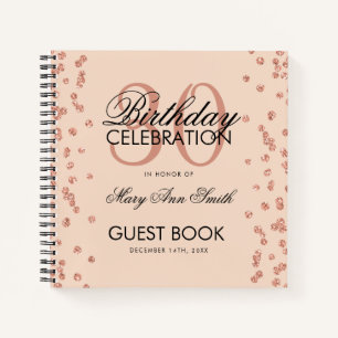 Rose Gold Blush 30. Geburtstag Gästebuch Confetti Notizbuch