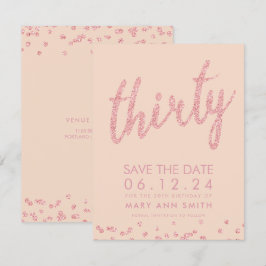 Rose Gold Blush 30. Geburtstag Rett Datum Confetti Einladung