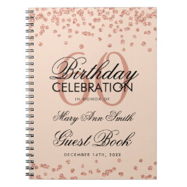 Rose Gold Blush 60. Geburtstag Gästebuch Confetti Notizblock