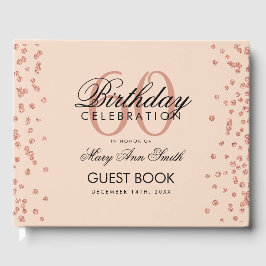 Rose Gold Blush 60. Geburtstag Glitzer Confetti Gästebuch