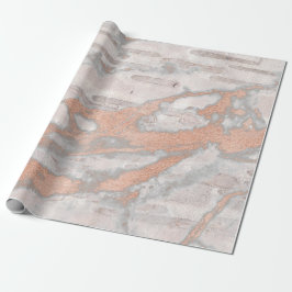 Rose Gold Blush Birch Rustikale Hütte Marmorschlag Geschenkpapier