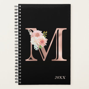 Rose Gold Blush Bloral Jährlicher Monogramm Letter Planer