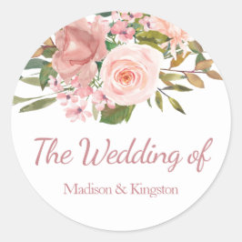 Rose Gold & Blush Blume Gastgeschenk Hochzeit Sieg Runder Aufkleber