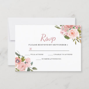 Rose Gold & Blush Blume Hochzeit RSVP