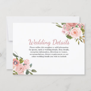 Rose Gold Blush Blume Hochzeitsempfehlung Details Einladung