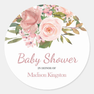Rose Gold & Blush Blume Kinderdusche Gefallen Sieg Runder Aufkleber