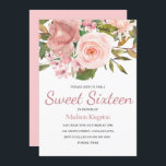 Rose Gold & Blush Blume Sweet 16 Einladung<br><div class="desc">Rose Gold & Blush Blume Sweet 16 Einladungen Siehe Matching Kollektion in Nest und Nest Store</div>