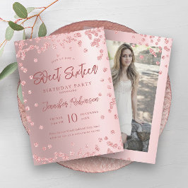Rose Gold Blush Chic Glitzer Foto Sweet 16 Einladung