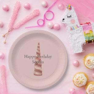 Rose Gold Blush Einhorn Geburtstag Pappteller