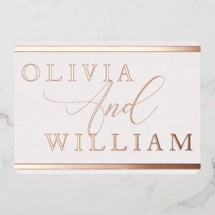 Rose Gold & Blush Elegante Moderne Hochzeit Folieneinladung