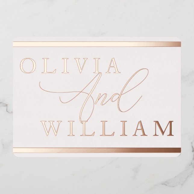 Rose Gold & Blush Elegante Moderne Hochzeit Folieneinladung (Vorderseite)