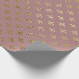 Rose Gold Blush Fior de Lis Gold Mauve Lilac Geschenkpapier