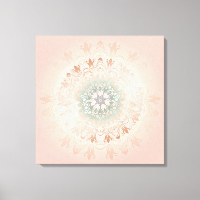 Rose Gold Blush Floral Mandala Leinwanddruck (Vorderseite)
