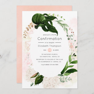 Rose Gold & Blush Geometric Greenery Bestätigung Einladung