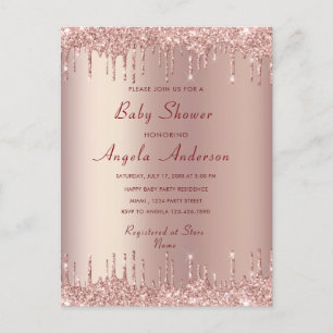 Rose Gold Blush Girl Dusche Einladungskarte